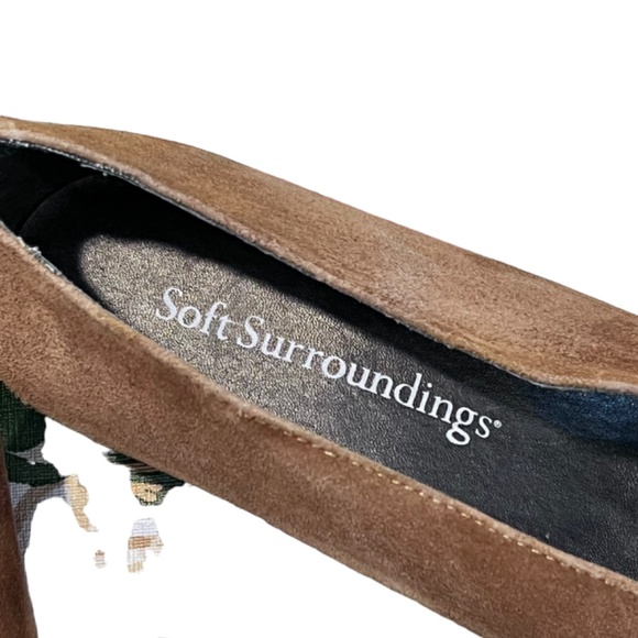 Soft Surroundings Fabrizia Beige Suede Slip On Wedge Heels Size 9 - Picture 4 of 15